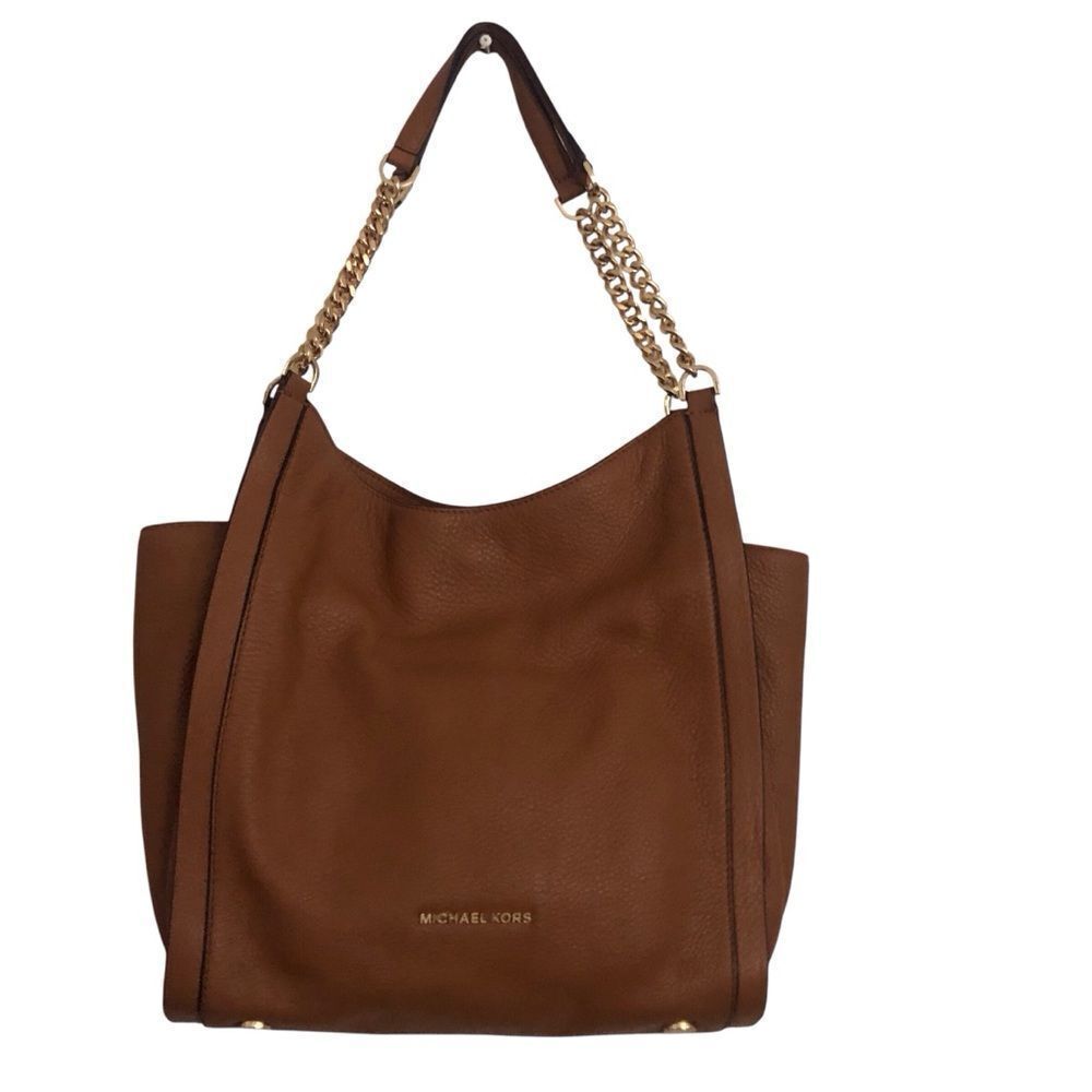 Michael Kors Newbury Caramel Leather Chain Shoulder Bag Tote